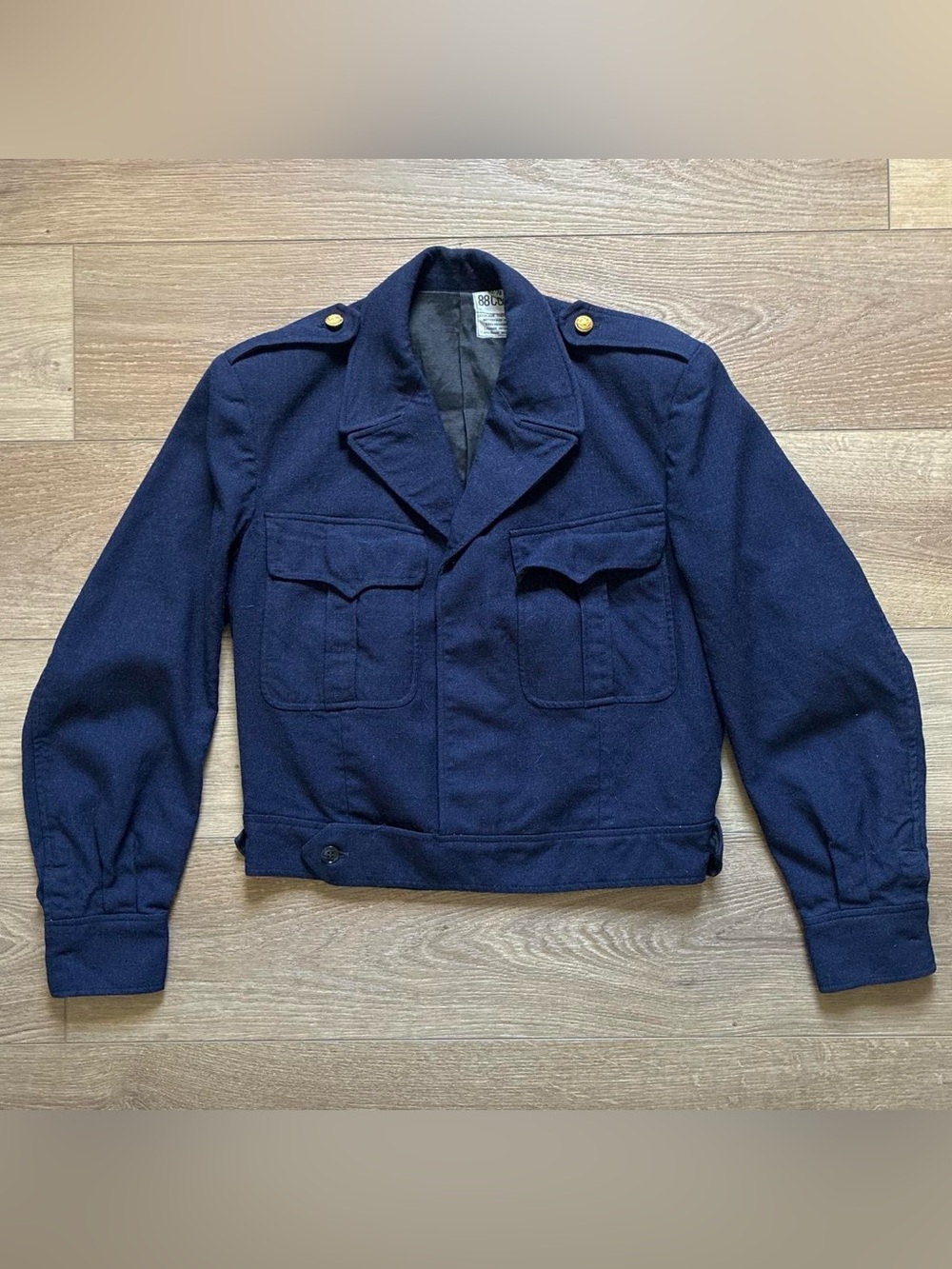 Vintage 1970’s French Military Ike jacket Navy Blue Wool